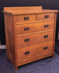 Original Gustav Stickley Highboy Dresser with original early hand hammered hardware and pyramid screws.